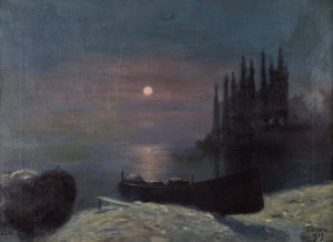 Soter Jaxa-Małachowski (1867 Wolanów - 1952 Kraków), Jezioro Garda nocą, 1919 r.