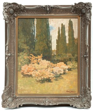 Iwan Trusz (1869 Wysocko - 1940 Lwów), Pejzaż z cyprysami, 1926 r.