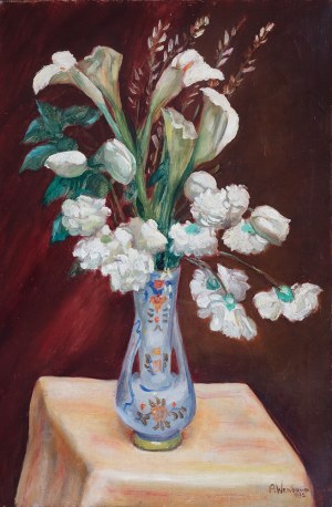 Abraham Weinbaum (1890 Kamieniec Podolski - 1943 Sobibór), Białe kwiaty w wazonie, 1932 r.