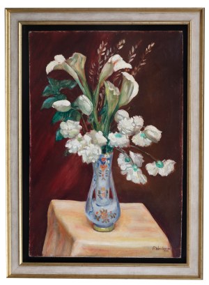 Abraham Weinbaum (1890 Kamieniec Podolski - 1943 Sobibór), Białe kwiaty w wazonie, 1932 r.