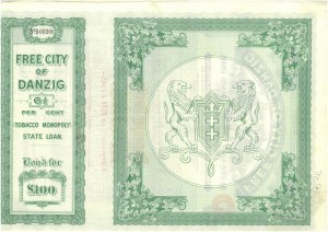 Danzig, Freie Stadt, Tabakmonopol, 100-Pfund-Anleihe, 1927.