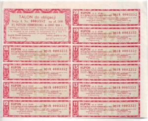 Łódź 6 % Wandeldarlehen Serie A über 500 PLN, Łódź 1934.