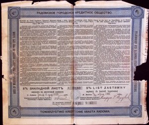 Radom, Tow. Kredytowe Miasta, Pfandbrief über 500 Rubel, (1899) r.