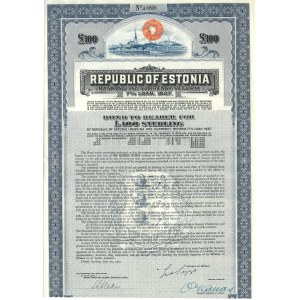 Republic of Estonia, bond for 100 pounds sterling, London 1927