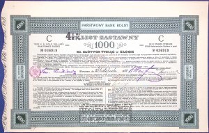 Staatliche Landwirtschaftsbank, 7 %/4,5 %-Hypothekenanleihe über 1.000 PLN, datiert 19(29)r.