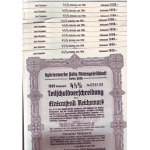 Wallpaper set: 10 Teilschulverschreibungen for 1000 marks 1940, Szczecin
