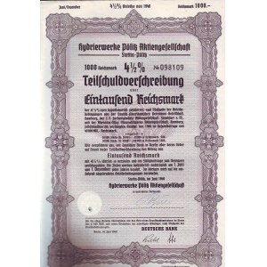 Wallpaper set: 10 Teilschulverschreibungen for 1000 marks 1940, Szczecin