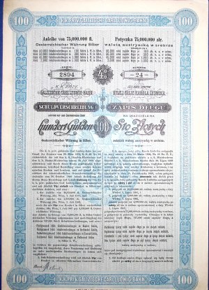 Kaiserlich-Königliche Uprz. Karol Ludwigs Galizische Eisenbahn von Krakau nach Lemberg und nach Wieliczka und Niepołomice für 100 Gulden