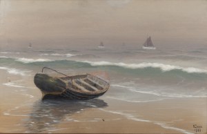Soter Jaxa Małachowski (1867 Wolanów pod Odessą - 1952 Kraków), Łódź na brzegu morza, 1933