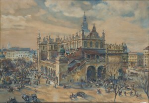 Teodor Grott (1884 Częstochowa - 1972 Kraków), Dzień targowy na Rynku Głównym w Krakowie, 1940
