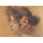 Franciszek Żmurko (1859 Lviv - 1910 Warsaw), Poppies (Study of a Woman's Head in Flowers), 1898