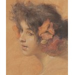 Franciszek Żmurko (1859 Lviv - 1910 Warsaw), Poppies (Study of a Woman's Head in Flowers), 1898