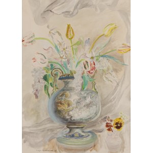 Maja Berezowska (1898 Baranowicze - 1978 Warszawa), Martwa natura z kwiatami w wazonie, 1954