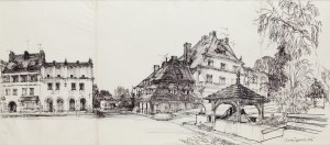 Henryk Dąbrowski (1927 Warszawa - 2006 Warszawa), Rynek w Kazimierzu Dolnym, 1985