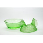 Ząbkowice Glassworks, Ząbkowice Glassworks, "Kura" box of chocolates, green pressed glass, Poland, design 1920.
