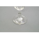 Liquor glass, white enamel glass, Mary Gregory style, house and trees motif