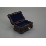 Jewelry box with key, carved wood, 20th century.