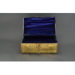 Art Nouveau casket, metal, relief with putti, two-tier, with key, circa 1900.