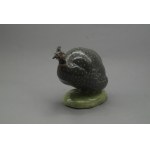 Pacyków, Pacyków, Figure of a guinea fowl, 1920-1939, faience painted in underglaze