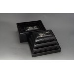 Set of 5 lacquer boxes with floral decoration, 20th century, lacquer technique