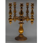 Wooden candlestick, five-branched, first half of the 20th century.