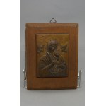 Icon, Our Lady of Perpetual Help, bas-relief in tin, Byzantine style