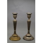 Pair of candle holders, patinated brass