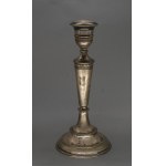 Pair of candle holders, patinated brass