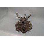 Cast iron wall sculpture, deer head, hunting motif, first half of 20th century.