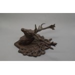 Cast iron wall sculpture, deer head, hunting motif, first half of 20th century.