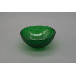 Jan Sylwester Drost, Jan Sylwester Drost, "Asteroid" bowl, Ząbkowice, green pressed glass, 1975
