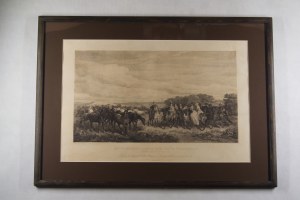 Juliusz Kossak, „Stadnina księcia Józefa Poniatowskiego” - grafika wg obrazu, ryt. Henryk Redlich, Towarzystwo Przyjaciół Sztuk Pięknych w Krakowie, 1870