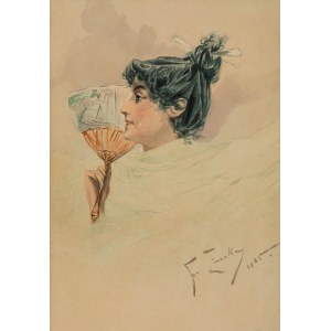 Franciszek Żmurko (1859 Lviv - 1910 Varsovie), Portrait d'une femme avec un éventail, 1885.