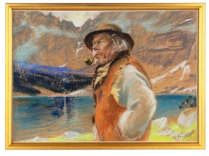 Stanisław Górski (1887 Kościan - 1955 Kraków), Góral na tle Morskiego Oka