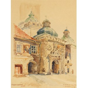 Irena Nowakowska-Acedanska (1906 Lviv - 1983 Gliwice), The porch of the Basilica in Czestochowa, 1958.