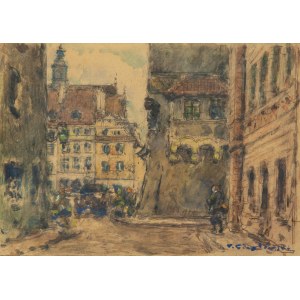 Tadeusz Cieślewski (1870 Warsaw-1956 there), View from Nowomiejska Street to the Old Town Square