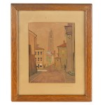 Adam Międzybłocki (1883 Gryszkańce bei Sejny - 1956 Danzig), Blick auf den Glockenturm der Johanniskirche in Vilnius