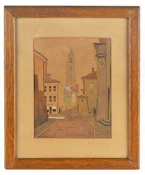 Adam Międzybłocki (1883 Gryszkańce koło Sejn - 1956 Gdańsk), Widok na dzwonnicę kościoła św. Janów w Wilnie