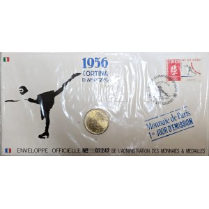 Cortina d'Ampezzo 1956, enveloppe officielle de la Monnaie de Paris (premier jour de circulation 1992)