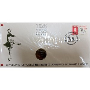 Saint Moritz 1928-1948, Official coin envelope of the Paris Mint (first day of circulation 1992)