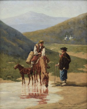 Władysław Karol SZERNER - syn (1870-1936), Hucuł i hucułka nad rzeką