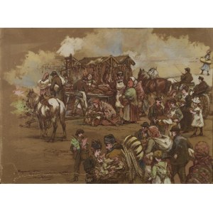 Tadeusz RYBKOWSKI (1848-1926), Markt am Plac Bernardyński in Lemberg - eine Studie, 1894
