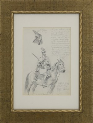 Antoni TRZESZCZKOWSKI (1902-1977), Pułk 2. Jazdy Krakowskiej - szkic na koniu, 1963