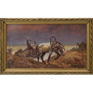 Paul ROSEN, 20th century, Horse in harness and coachman, 1923