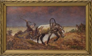 Paweł ROSEN, XX w., Koń w zaprzęgu i woźnica, 1923