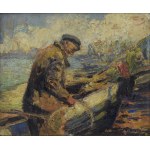 Antoni de BRADÉ (1887-1973), Rybak przy łodzi