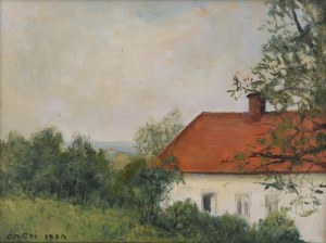 Irena WEISSOWA - ANERI (1888-1981), Kalwaria - pejzaż z domem i czerwonym dachem, 1970