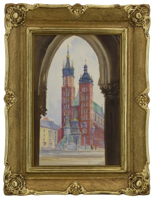 Jan NOWAK (1930-2010), Widok na kościół Mariacki w Krakowie, 1963