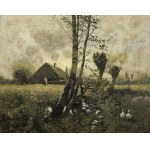 Ludwik STASIAK (1858-1924), Pejzaż wiejski z gąskami