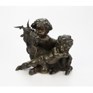 Auguste MOREAU (1834-1917), Two putti with a goat